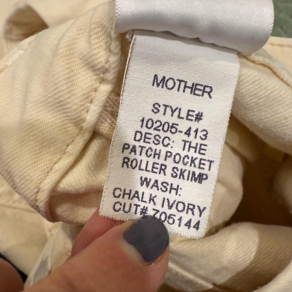 Mother The Patch Pocket Roller skimp patch pocket Chalk wide leg Jeans size 30 - Picture 10 of 13